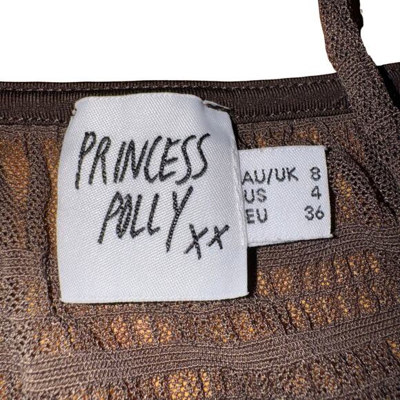 Princess Polly Rawlings Chocolate Brown Mesh Set Size 4 - Picture 3 of 4